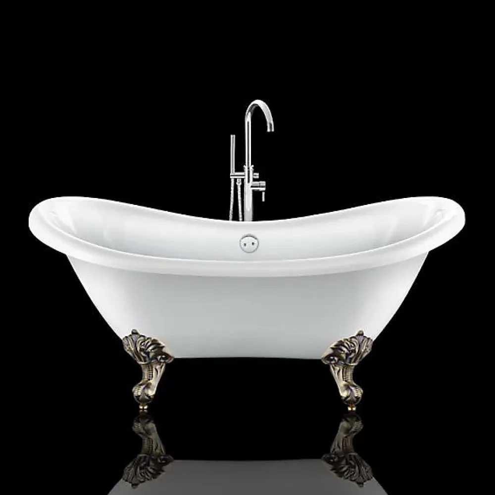 Baignoire Îlot|Rogier & Mothes Baignoire ancienne retro sur pieds DARLINGTON Blanche 175 cm Pieds d'Aigle Bronze jaune vieilli