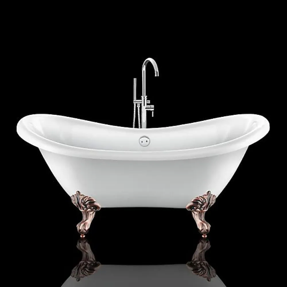 Baignoire Îlot|Rogier & Mothes Baignoire ancienne retro sur pieds DARLINGTON Blanche 175 cm Pieds d'Aigle Cuivre rouge vieilli