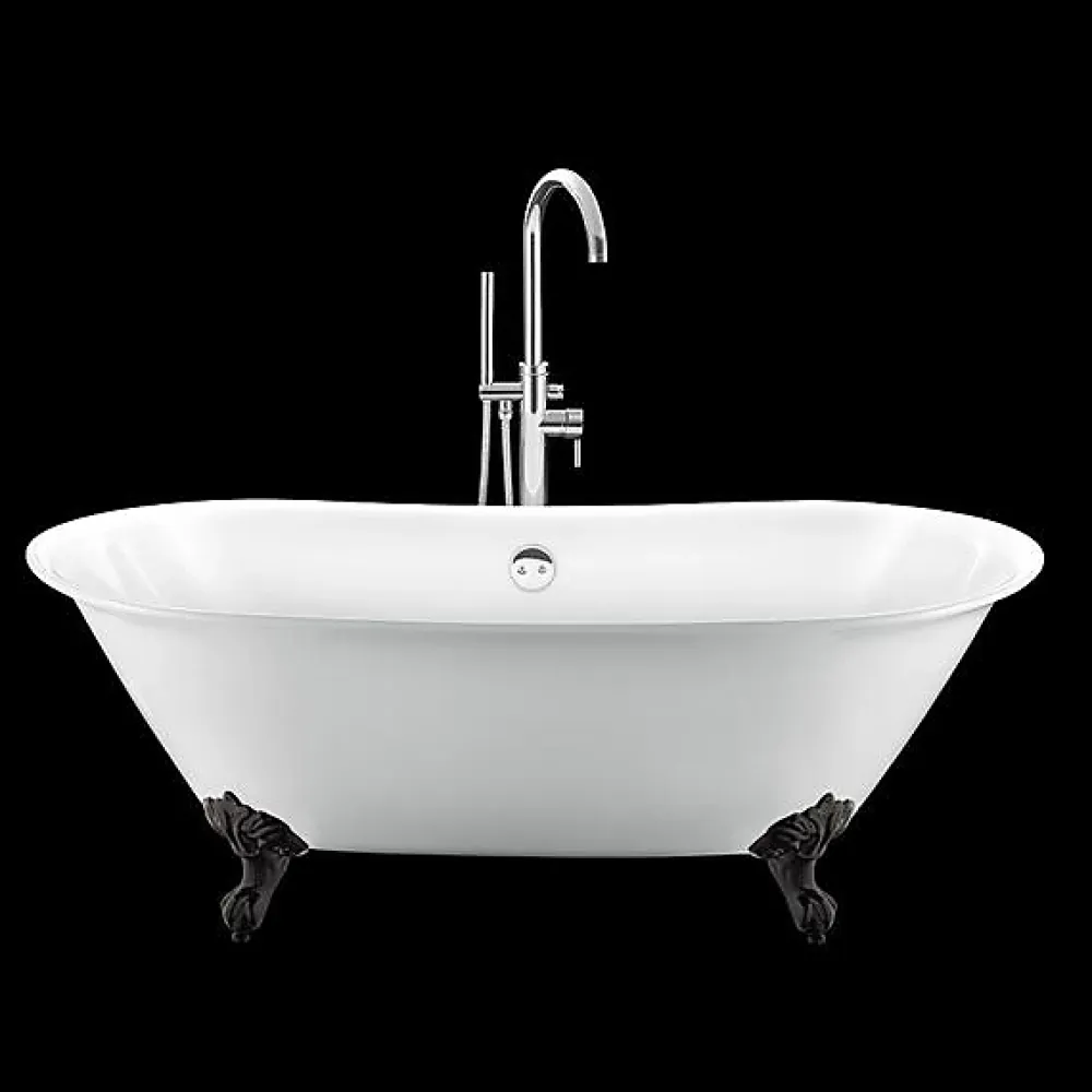 Baignoire Îlot|Rogier & Mothes Baignoire ancienne retro sur pieds SURRY HILLS Blanche 165 cm Pieds d'Aigle Noirs