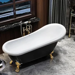 Baignoire Îlot|Rogier & Mothes Baignoire ancienne retro sur pieds RICHMOND Noire 171 cm Pieds de Lion Noirs