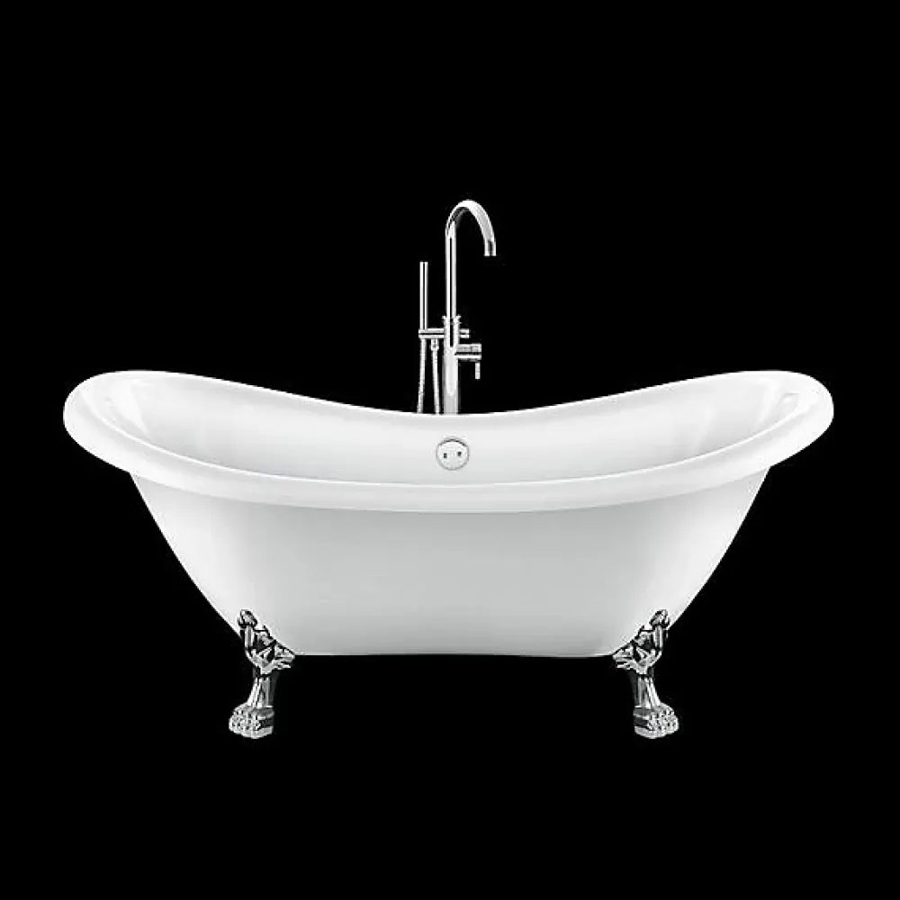 Baignoire Îlot|Rogier & Mothes Baignoire ancienne retro sur pieds DARLINGTON Blanche 175 cm Pieds de Lion Chromes