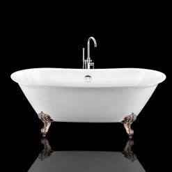 Rogier & Mothes Baignoire ancienne retro sur pieds SURRY HILLS Blanche 165 cm Pieds d'Aigle Cuivre rouge vieilli