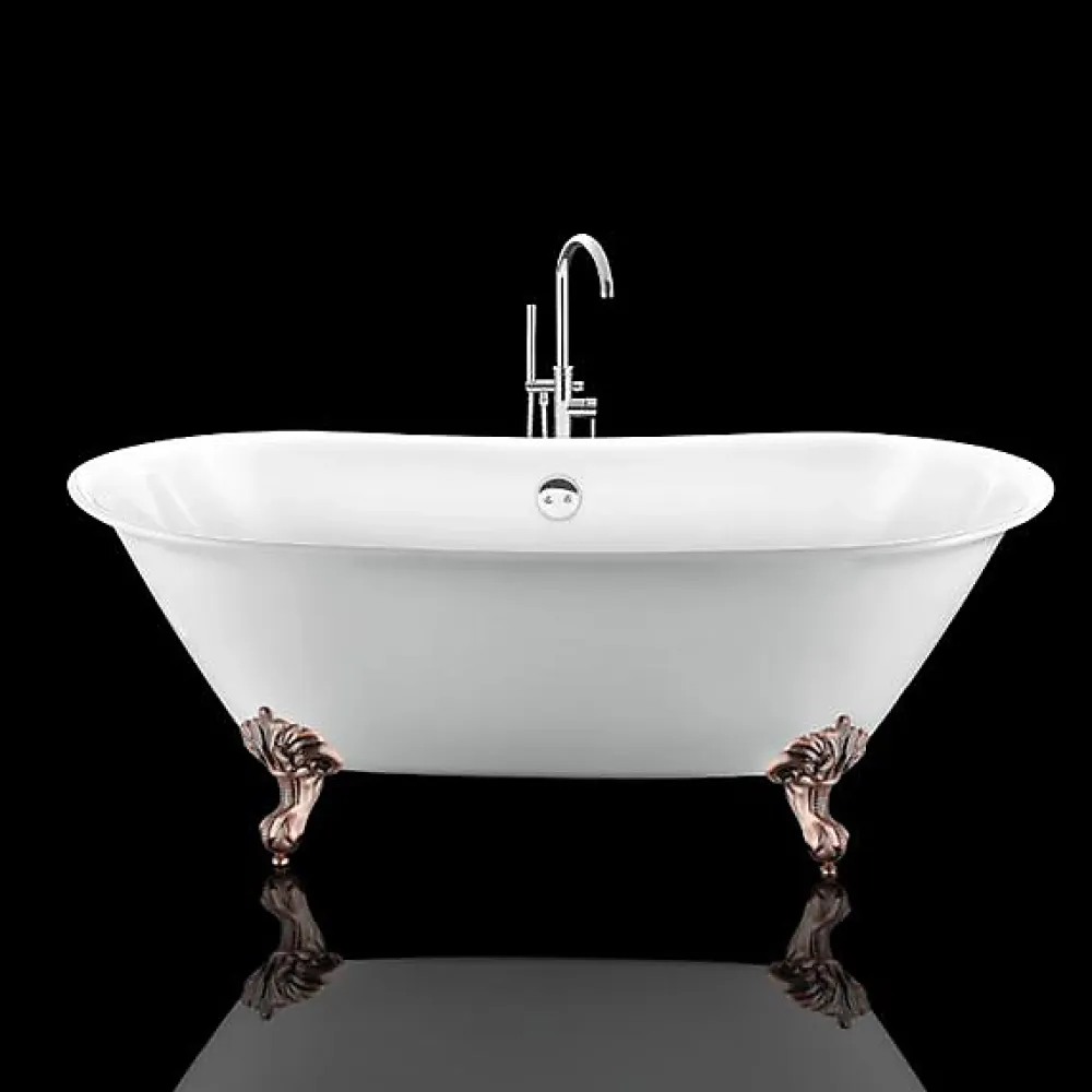 Rogier & Mothes Baignoire ancienne retro sur pieds SURRY HILLS Blanche 165 cm Pieds d'Aigle Cuivre rouge vieilli