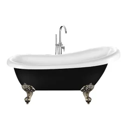Baignoire Îlot|Rogier & Mothes Baignoire ancienne retro sur pieds RICHMOND Noire 171 cm Pieds d'Aigle Bronze jaune vieilli