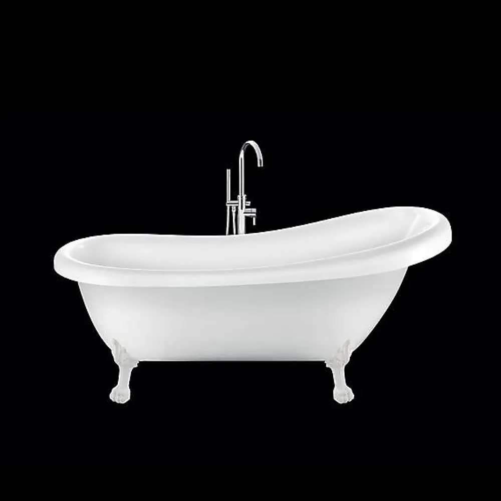 Baignoire Îlot|Rogier & Mothes Baignoire ancienne retro sur pieds RICHMOND Blanche 155 cm Pieds de Lion Blancs
