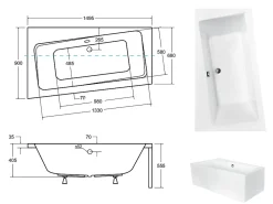Baignoire D'Angle|Azura Home Design Baignoire angle droit ZIANIGI avec tablier - 150cm
