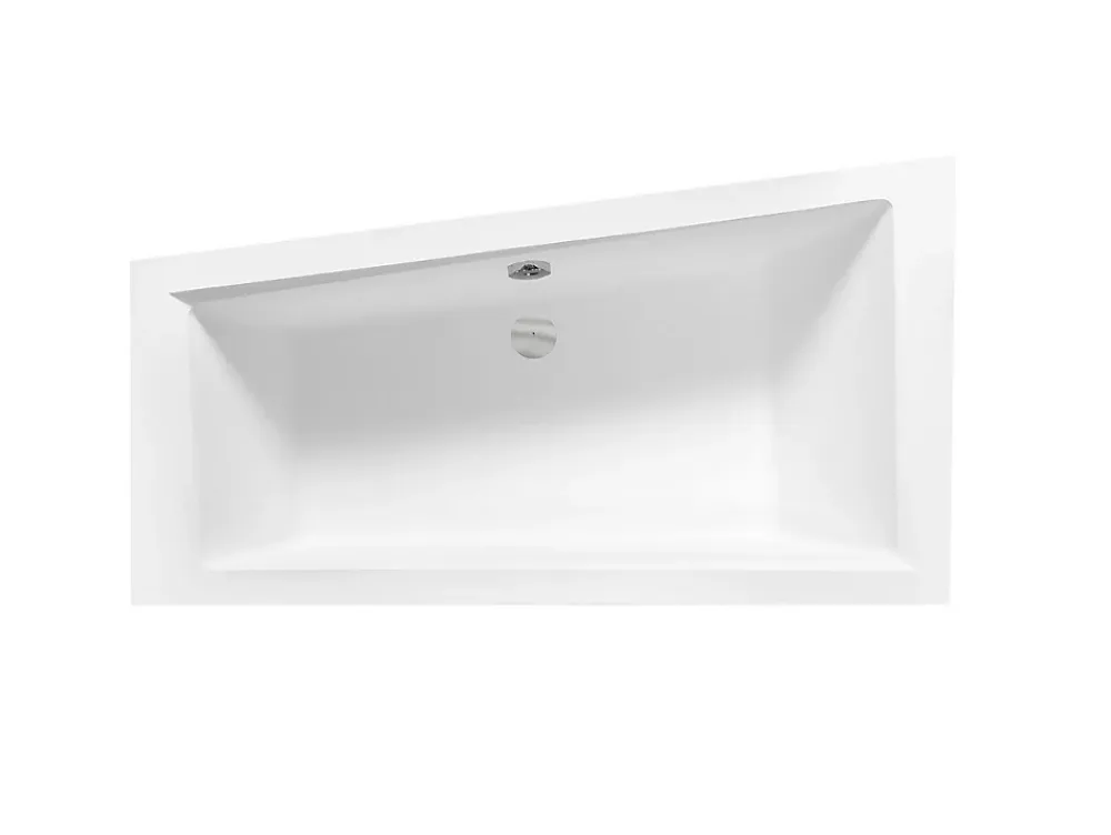 Baignoire Asymétrique|Besco Baignoire asymétrique + tablier blanc + repose tête - INTIMA - 160 x 90 cm - Droite