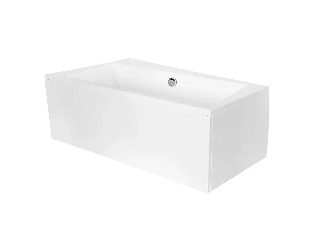 Besco Baignoire asymétrique + tablier blanc + repose tête - INFINITY - 170 x 110 cm - Gauche