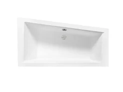 Baignoire Asymétrique|Besco Baignoire asymétrique + tablier noir + repose tête - INTIMA - 150 x 85 cm - Gauche