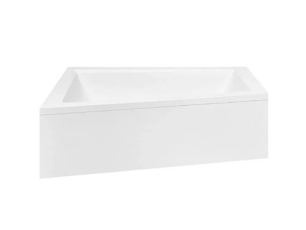 Baignoire Asymétrique|Besco Baignoire asymétrique + tablier noir + repose tête - INTIMA - 150 x 85 cm - Gauche