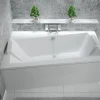 Besco Baignoire asymétrique + tablier blanc + repose tête - INFINITY - 150 x 90 cm - Gauche