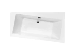 Besco Baignoire asymétrique + tablier blanc + repose tête - INFINITY - 170 x 110 cm - Droite