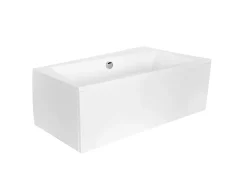 Baignoire Asymétrique|Besco Baignoire asymétrique + tablier blanc + repose tête - INFINITY - 160 x 100 cm - Droite