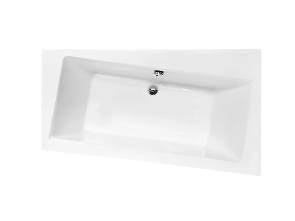 Baignoire Asymétrique|Besco Baignoire asymétrique + tablier blanc + repose tête - INFINITY - 160 x 100 cm - Droite