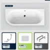 Baignoire Asymétrique|Besco Baignoire asymétrique - 170 x 75 cm - Droite - sans Habillage - avec Pieds - Repose-tête - Vidage Chrome - AVITA