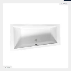 Baignoire Asymétrique|Besco Baignoire asymétrique - 160 x 90 cm - Gauche - avec Tablier - Pieds - Vidage Chrome - INTIMA
