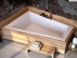 Besco Baignoire asymétrique - 180 x 125 cm - Gauche - sans Habillage - avec Pieds - Vidage Chrome - INTIMA DUO SLIM