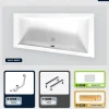 Baignoire Asymétrique|Besco Baignoire asymétrique - 160 x 90 cm - Droite - sans Habillage - avec Pieds - Repose-tête - Étagère bambou - Vidage Chrome - INTIMA