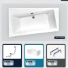 Besco Baignoire asymétrique - 150 x 90 cm - Gauche - avec Tablier Blanc - Pieds - Vidage Chrome - INFINITY