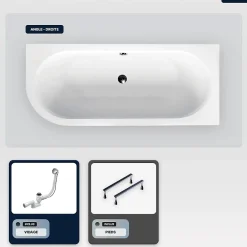 Baignoire Asymétrique|Besco Baignoire asymétrique - 150 x 75 cm - Gauche - sans Habillage - avec Pieds - Vidage Chrome - AVITA