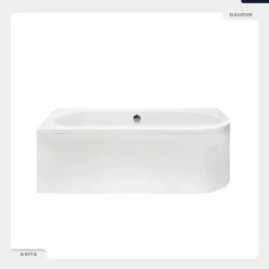 Baignoire Asymétrique|Besco Baignoire asymétrique - 150 x 75 cm - Gauche - sans Habillage - avec Pieds - Vidage Chrome - AVITA