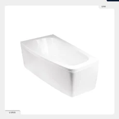 Baignoire Asymétrique|Besco Baignoire asymétrique - 150 x 80 cm - Droite - sans Habillage - avec Pieds - Vidage Chrome - LUNA
