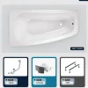 Baignoire Asymétrique|Besco Baignoire asymétrique - 150 x 80 cm - Gauche - avec Habillage - Pieds - Vidage Chrome - LUNA