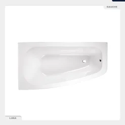 Baignoire Asymétrique|Besco Baignoire asymétrique - 150 x 80 cm - Gauche - avec Habillage - Pieds - Vidage Chrome - LUNA