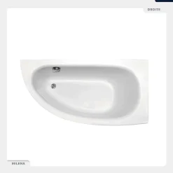 Besco Baignoire asymétrique - 150 x 70 cm - Droite - avec Tablier - Pieds - Vidage Chrome - MILENA