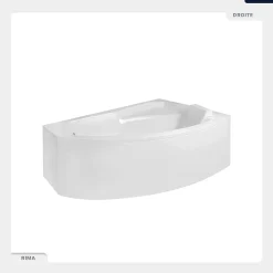 Baignoire Asymétrique|Besco Baignoire asymétrique - 140 x 90 cm - Droite - avec Habillage - Pieds - Vidage Chrome - RIMA