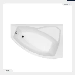 Baignoire Asymétrique|Besco Baignoire asymétrique - 140 x 90 cm - Droite - avec Habillage - Pieds - Vidage Chrome - RIMA