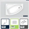Besco Baignoire asymétrique - 140 x 90 cm - Gauche - sans Habillage - avec Pieds - Repose-tête - Vidage Chrome - RIMA