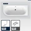 Baignoire Asymétrique|Besco Baignoire asymétrique - 150 x 75 cm - Droite - sans Habillage - avec Pieds - Vidage Chrome - AVITA SLIM