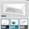 Baignoire Asymétrique|Besco Baignoire asymétrique - 150 x 85 cm - Droite - avec Habillage - Pieds - Vidage Chrome - INTIMA SLIM