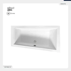 Baignoire Asymétrique|Besco Baignoire asymétrique - 150 x 85 cm - Droite - avec Habillage - Pieds - Vidage Chrome - INTIMA SLIM