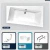 Besco Baignoire asymétrique - 160 x 100 cm - Droite - avec Tablier Blanc - Pieds - Vidage Chrome - INFINITY