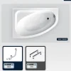 Besco Baignoire asymétrique - 140 x 80 cm - Gauche - sans Habillage - avec Pieds - Vidage Chrome - CORNEA