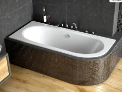 Baignoire Asymétrique|Besco Baignoire asymétrique - 180 x 80 cm - Gauche - sans Habillage - avec Pieds - Vidage Chrome - AVITA SLIM