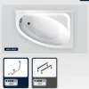 Besco Baignoire asymétrique - 140 x 80 cm - Droite - sans Habillage - avec Pieds - Vidage Chrome - CORNEA