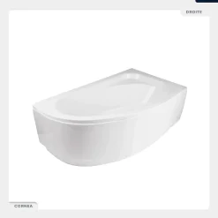 Besco Baignoire asymétrique - 140 x 80 cm - Droite - sans Habillage - avec Pieds - Vidage Chrome - CORNEA
