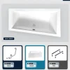 Besco Baignoire asymétrique - 160 x 90 cm - Droite - avec Tablier - Pieds - Vidage Chrome - INTIMA
