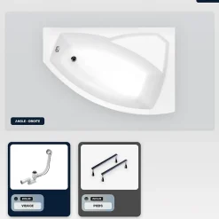 Besco Baignoire asymétrique - 140 x 90 cm - Droite - sans Habillage - avec Pieds - Vidage Chrome - RIMA