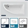 Besco Baignoire asymétrique - 140 x 70 cm - Droite - avec Tablier - Pieds - Vidage Chrome - PRAKTIKA