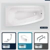 Besco Baignoire asymétrique - 150 x 80 cm - Gauche - avec Tablier - Pieds - Vidage Chrome - LUNA