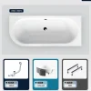 Besco Baignoire asymétrique - 170 x 75 cm - Droite - avec Habillage - Pieds - Vidage Chrome - AVITA SLIM