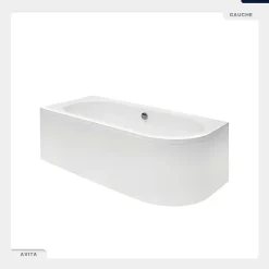 Baignoire Asymétrique|Besco Baignoire asymétrique - 180 x 80 cm - Gauche - avec Habillage - Pieds - Vidage Chrome - AVITA