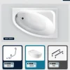 Besco Baignoire asymétrique - 150 x 100 cm - Droite - avec Tablier Blanc - Pieds - Vidage Chrome - CORNEA
