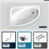 Besco Baignoire asymétrique - 140 x 80 cm - Gauche - avec Habillage - Pieds - Vidage Chrome - CORNEA