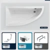Baignoire Asymétrique|Besco Baignoire asymétrique - 150 x 70 cm - Gauche - avec Habillage - Pieds - Vidage Chrome - PRAKTIKA