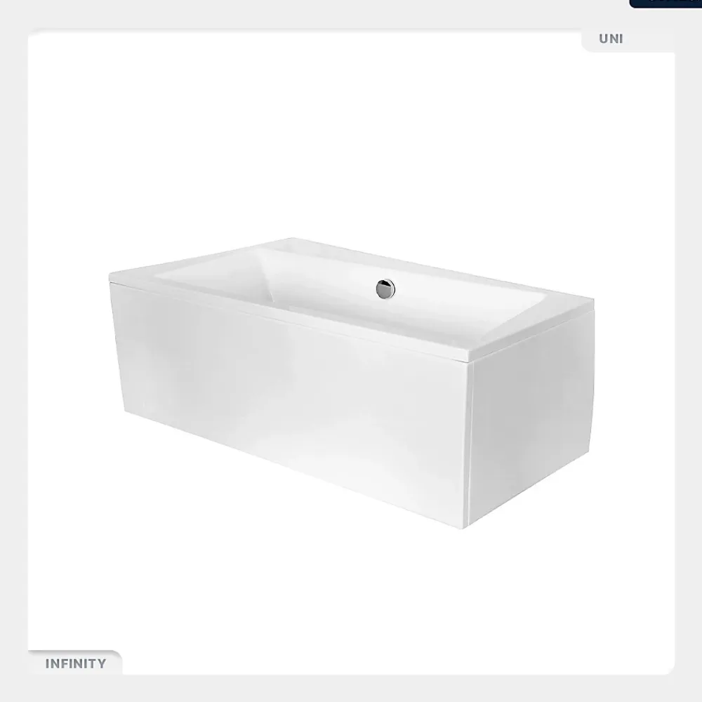 Baignoire Asymétrique|Besco Baignoire asymétrique - 160 x 100 cm - Droite - avec Habillage - Pieds - Vidage Chrome - INFINITY